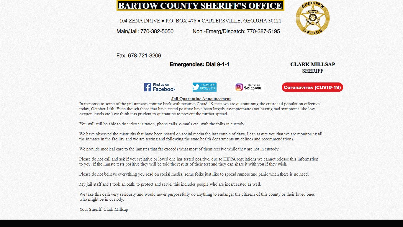 Jail Division | Bartow Co. S.O.