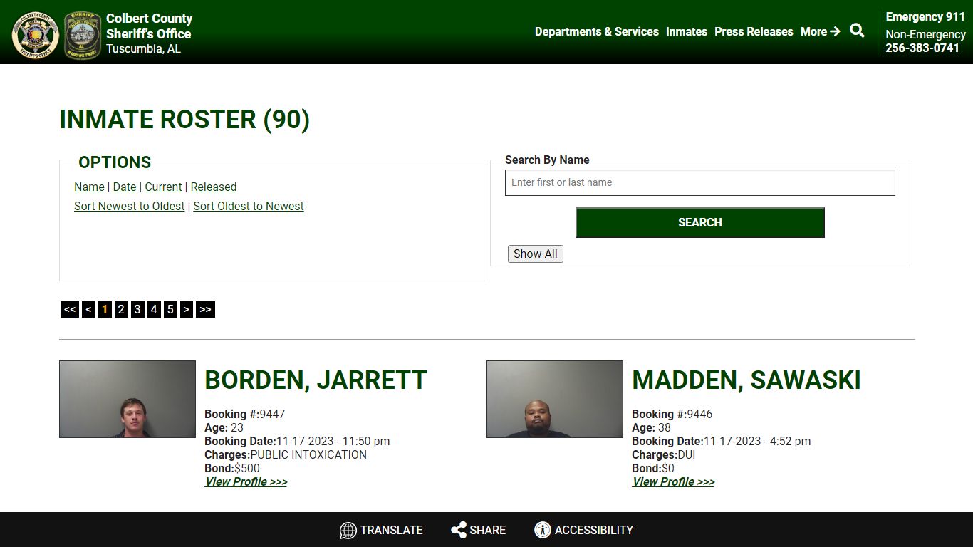 Current Inmates Booking Date Descending - Colbert County Sheriff AL